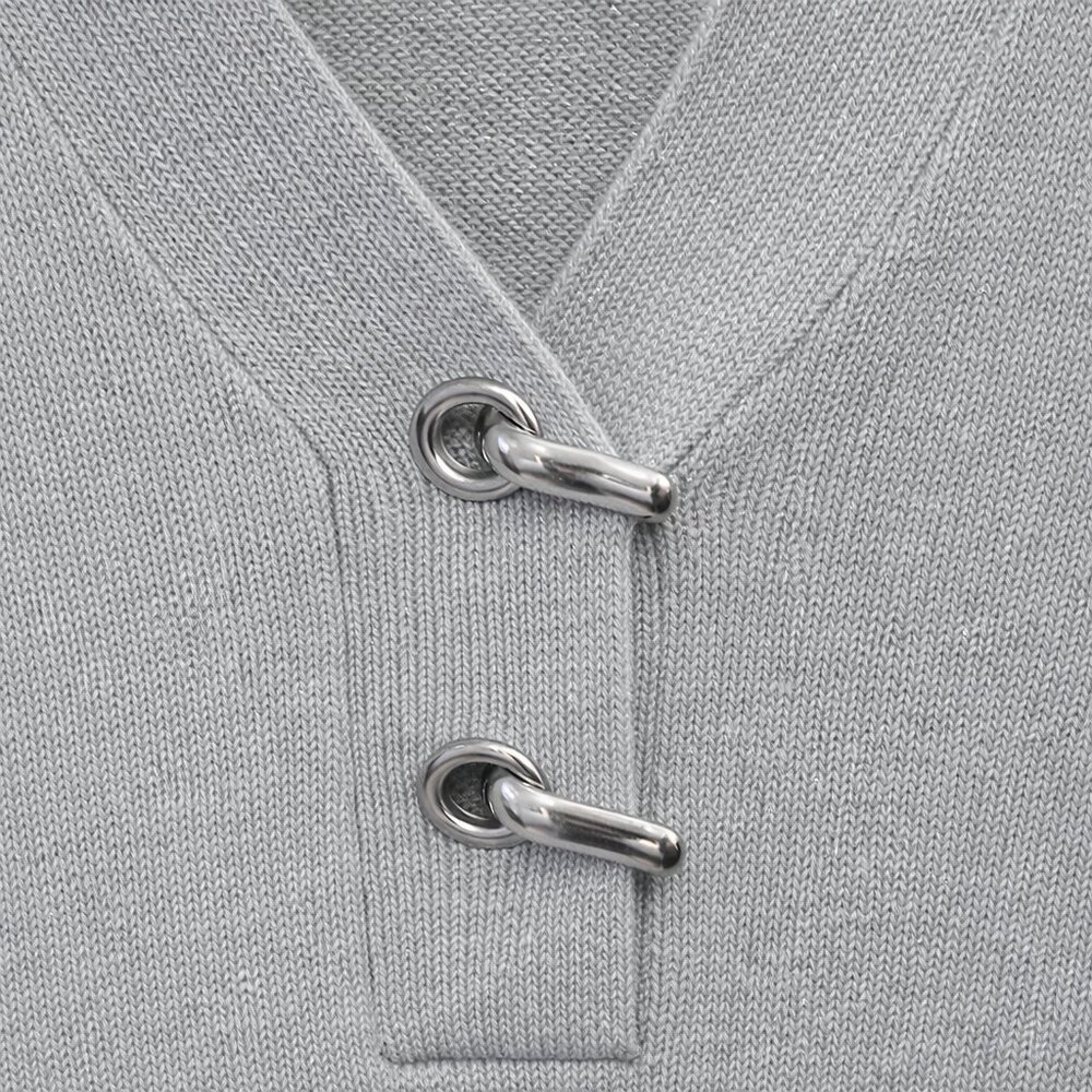 Charter Club Silver Metallic V-Neck Toggle Sweater PM NWOT - Picture 5 of 10